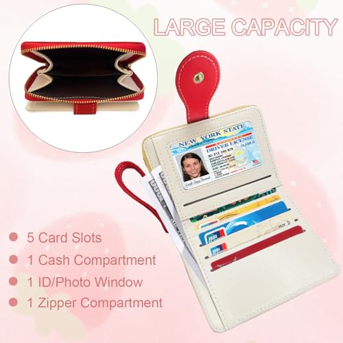 Image of Cute Print Wallet Blueberry Strawberry Cherry Wallet with Credit Card Holder Zipper Coin Purse for Women Girls (WATERMELON)