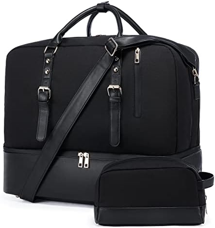 LOVEVOOK Travel Bags for Women Leather Duffle Bags for Men with Lock, Large Overnight Weekender Bag with Separate Shoe Compartment & 15.6 Inch Laptop Compartment,Stylish Carry On Bag with Toiletry Bag 1 LOVEVOOK Travel Bags for Women Leather Duffle Bags for Men with Lock, Large Overnight Weekender Bag with Separate Shoe Compartment & 15.6 Inch Laptop Compartment,Stylish Carry On Bag with Toiletry Bag