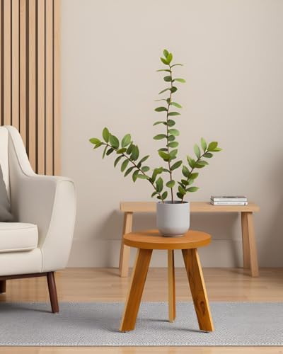 Image of SBF Furniture Mini Round Side Table, 30 cm, Matte Finish, Modern Minimalist Design, 3 Angled Legs (Round Yellow)