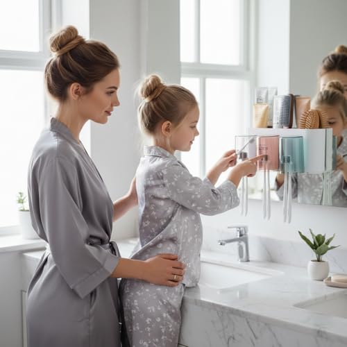 Image of Srxes Wall Mounted Toothbrush Holder, Bathroom Toothbrush Organizer with Mouthwash Cups, Brush Holder for Bathroom Wall Mounted, Tooth Brush Holder Bathroom, Toothbrush Holders for Bathroom Wall