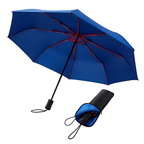 【昇級版】265g おりたたみ傘 メンズ 軽量 大きい 丈夫な 折りたたみ傘 手動開閉 コンパクト 8本骨 レディース FASAZ 折畳み傘 晴雨兼用 Teflon超撥水 カバー付き ブルー（新版）