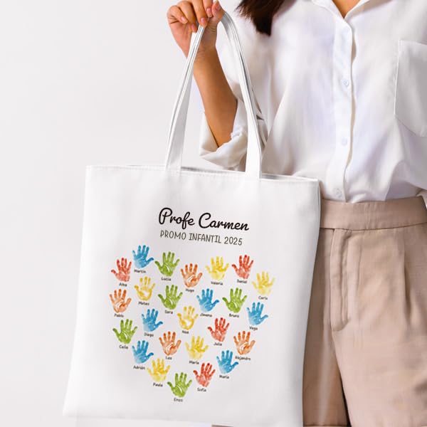 Transparent Gift Tote Bag Personalizada con Texto. Bolsa de Tela Personalizada Reutilizable ECO. Regalos para Profesores. Regalos para Profesoras. Regalos Originales para Mujer y Hombre