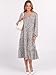 ANRABESS Women's Long Lantern Sleeve Floral Midi Dresses 2025 Fall V Neck Casual Flowy A-line Tiered Boho Vacation Long Dress Grey White Spot Print Medium