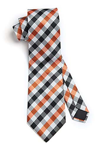 Image of HISDERN Mens Ties Plaid Tie and Pocket Square Set Classic Woven Formal Checkered Neckties & Handkerchief Wedding Party