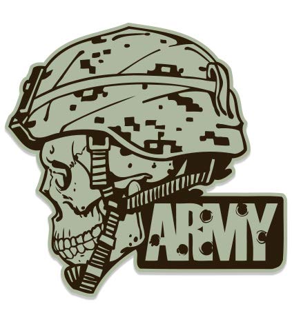 GT Graphics Army Helmet Skull Military - 3" Vinyl Sticker - for Car Laptop I-Pad Phone Helmet Hard Hat - Waterproof Decal