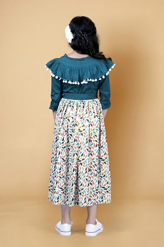 Image of Fashion Dream Girl's Fit And Flare Calf Length Crepe Floral Printed Dress