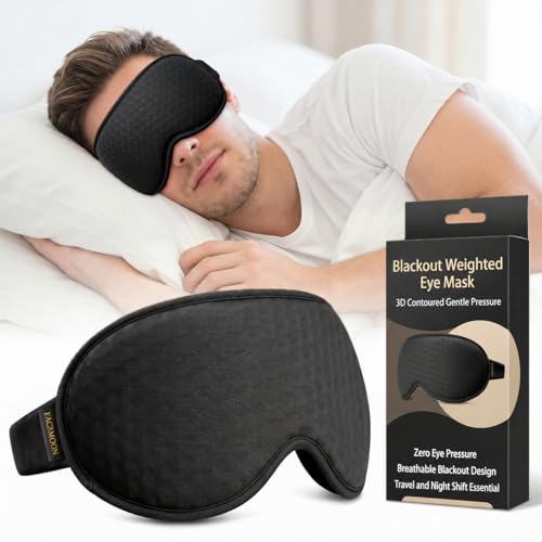 Blackout Weighted Eye Mask for Sleeping: 3D Contoured Gentle-Pressure Sleep Mask for Men & Women...