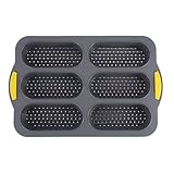 CashMuch Silic Hot Dog Brötchenform, 4 Mulden, Backblech für Brötchen, Muffins, Cupcakes, Brownies, spülmaschinenfest, ofenfest, nicht für die Küche geeignet