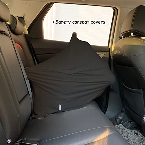Image of Carseat Covers for Baby Breastfeeding - Multi use Car Seat Canopy Cover, Infant Stroller Canopy Cover for Boy and Girls (Black Print)