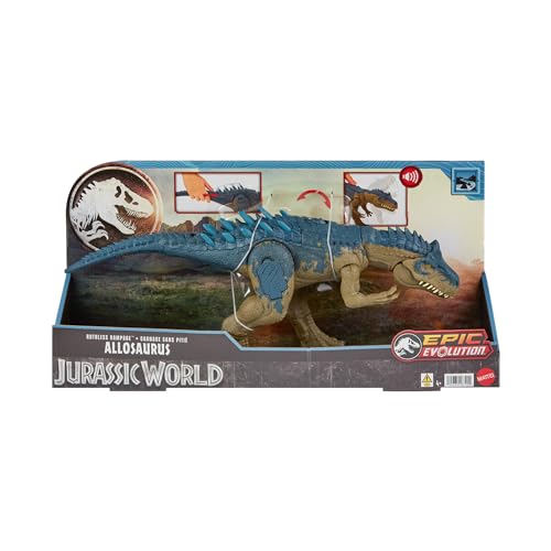 Mattel Jurassic World Figurine Articulée Dinosaure Allosaurus Modèle Epic Evolution, Collection Carnage sans Pitié, 43 Cm, Jeu Connecté, Jouet Enfant, A Partir De 4 Ans, HRX50