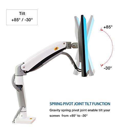 Image of North Bayou Monitor Desk Mount Stand Fully Adjustable Computer Monitor Arm for 22'' -35'' Monitor with Gas Spring (White-Single arm)
