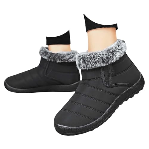CAIYZH Botas De Senderismo Descalzas For Hombre Y Mujer | Botas De Nieve De Invierno con Puntera Ancha Y Caída Cero, Antideslizantes, Ligeras, Sin Cordones Y con Tacón Grueso(Black,3 UK)