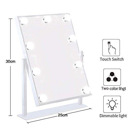 Preisvergleich Produktbild Kosmetische Rasierspiegel, beleuchteter Rasierspiegel mit Dimmbare LED-Birne, Hollywood Style Make-up Spiegel für Touch Control Design, 3 verschiedene Beleuchtungs