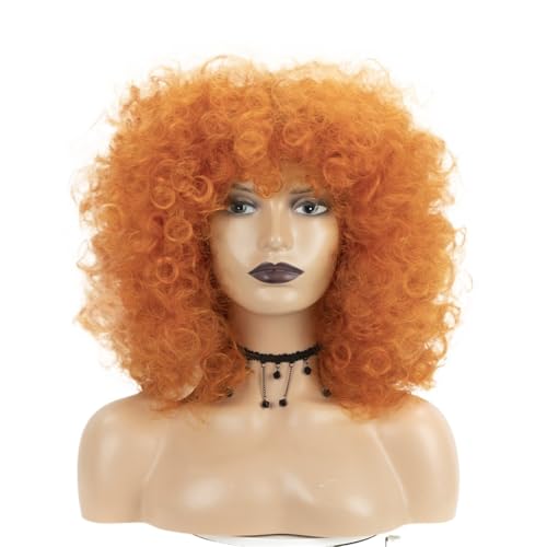 Perruque bandeau bouclés courts orange idéale pour vos fêtes et looks du quotidien