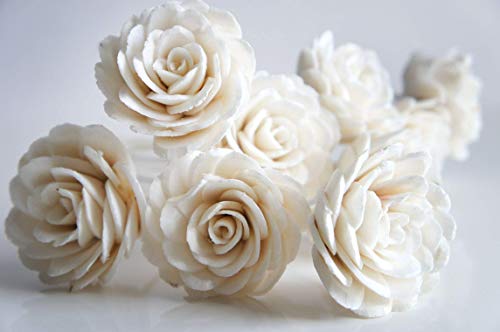10 Damask Rose White Sola Flower Reed Diffuser for Home Fragrance by Plawanature. - Thumbnail 6