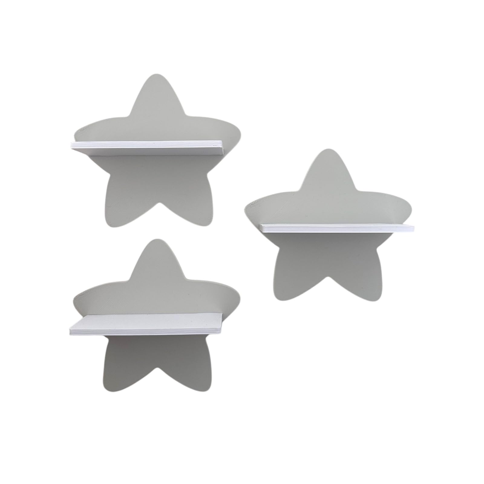 Mini Stern-3er-Set kompatibel für Toniefiguren, Tonieregal Toniebox Tonie Erweiterung - Erweiterungsregal - Kinderzimmer (Hellgrau)