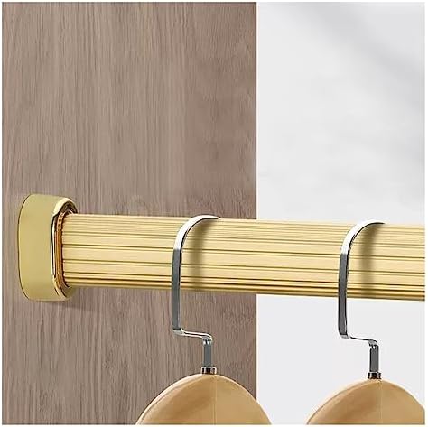 Gold Heavy Duty Closet Rod - Detachable Oval Aluminum Bar for Hanging Clothes, Ideal for Wardrobes, Cloakroom, Shower & Balcony (65cm/25.6in)