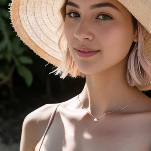 BriLove Gifts for Mom Women's 925 Sterling Silver Dainty Tiny Dot Necklace Round Circle Pendant Choker Necklacefor Mothers Day/Valentines Day/Birthday/Christmas/Anniversary3