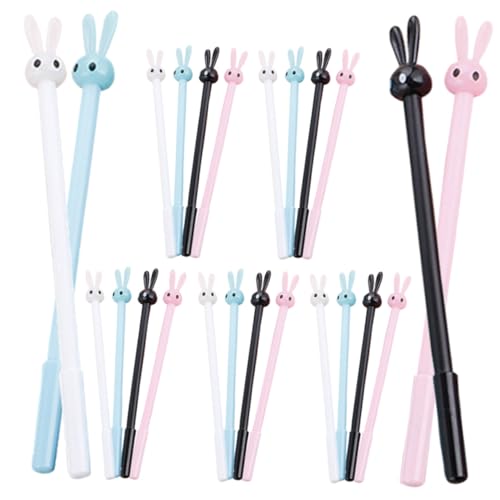OUNONA 24個 かわいい長耳ウサギジェルペン 学生向け滑らか書き心地 多機能インクペン 収納便利 軽量コンパクト 日常筆記 手帳 クラフト用
