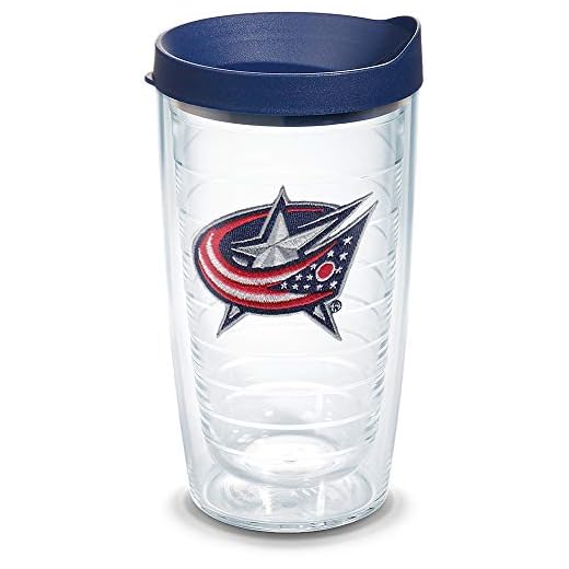 Tervis 1044691 "NHL Columbus Blue Jackets" Tumbler with Navy Lid, 16 oz, Clear