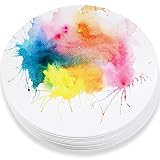 TaoBary 60 Pack Watercolor Paper Round 250 GSM Cold Pressed Watercolor Paper 12 Inch Diameter Ideal for Most Wet and Dry Media, Ideal for Beginners, Artists and Specialists
