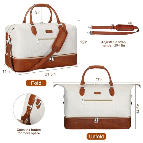 Itiezy IZ05-Y23MIBAIZONG-2 Weekender Bag For Women, Travel Duffel Bag Carry On Overnight Bag With Shoe Compartment Large Nylon Travel Weekend Tote Bag thumb #5