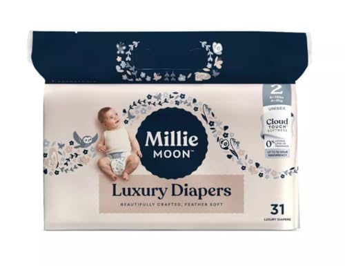 Image of Millie Moon Luxury Diapers (Size-2 and Count-31) white-10 to 18 lbs (Pack of 1)