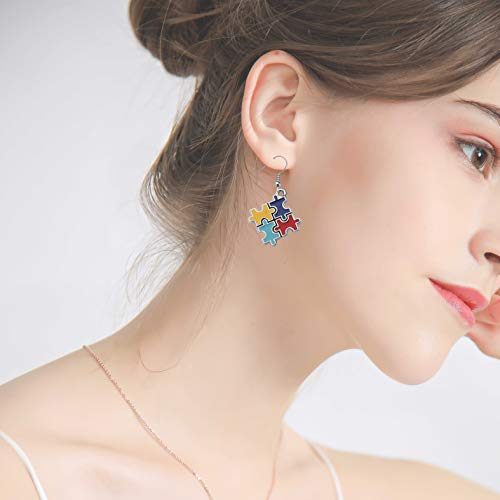 Autism Awareness Puzzle Lariat Earring Motivational Autism Gift (earring)4
