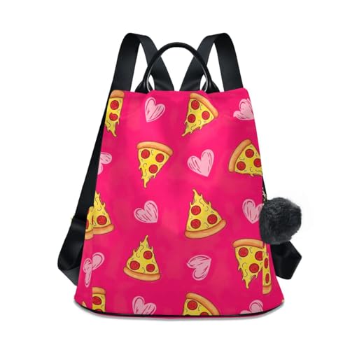 Sac à dos antivol pizza et cœurs en polyester résistant pour sécuriser vos objets