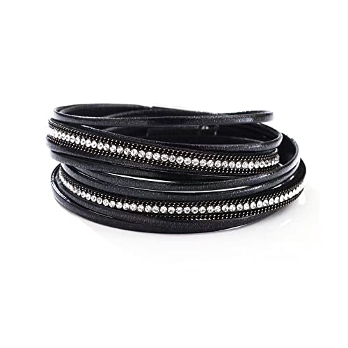 KunBead Double Leather Wrap Bracelets for Women Handmade Braided Boho Multi-Layer Bracelet Wristband Cuff Bangle Birthday Jewelry