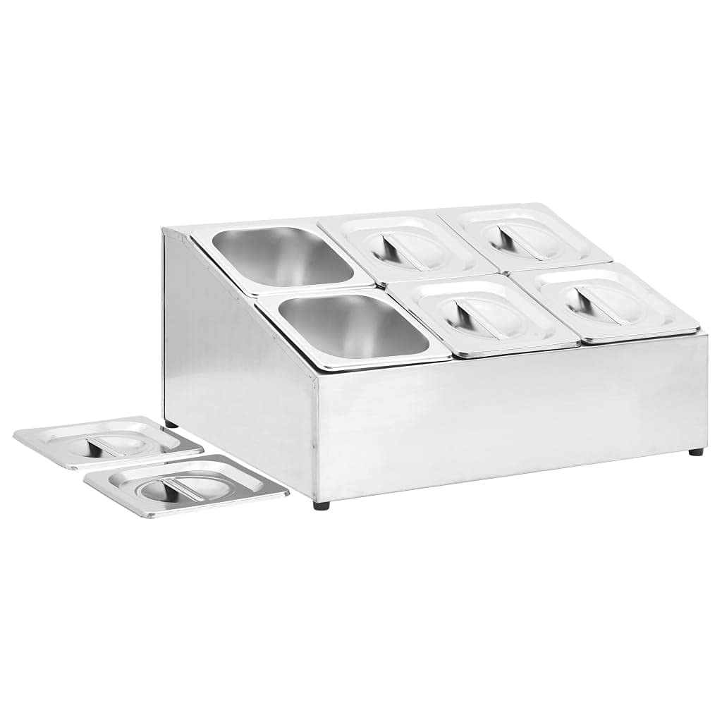 Gastronorm - Contenedor con 6 sartenes GN 1/6 de acero inoxidable