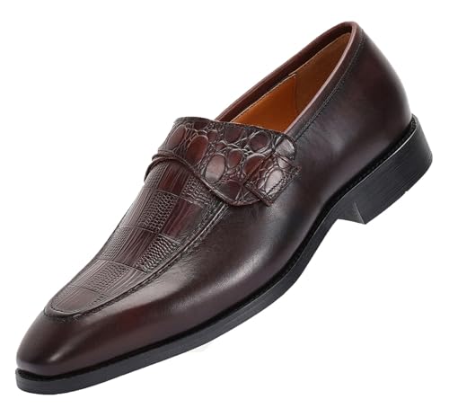 Santimon Men’s Casual Shoes Leather Penny Loafers | Slip-On Dress Shoes | Luxury Business Comfort Footwear for Office, Party & Wedding