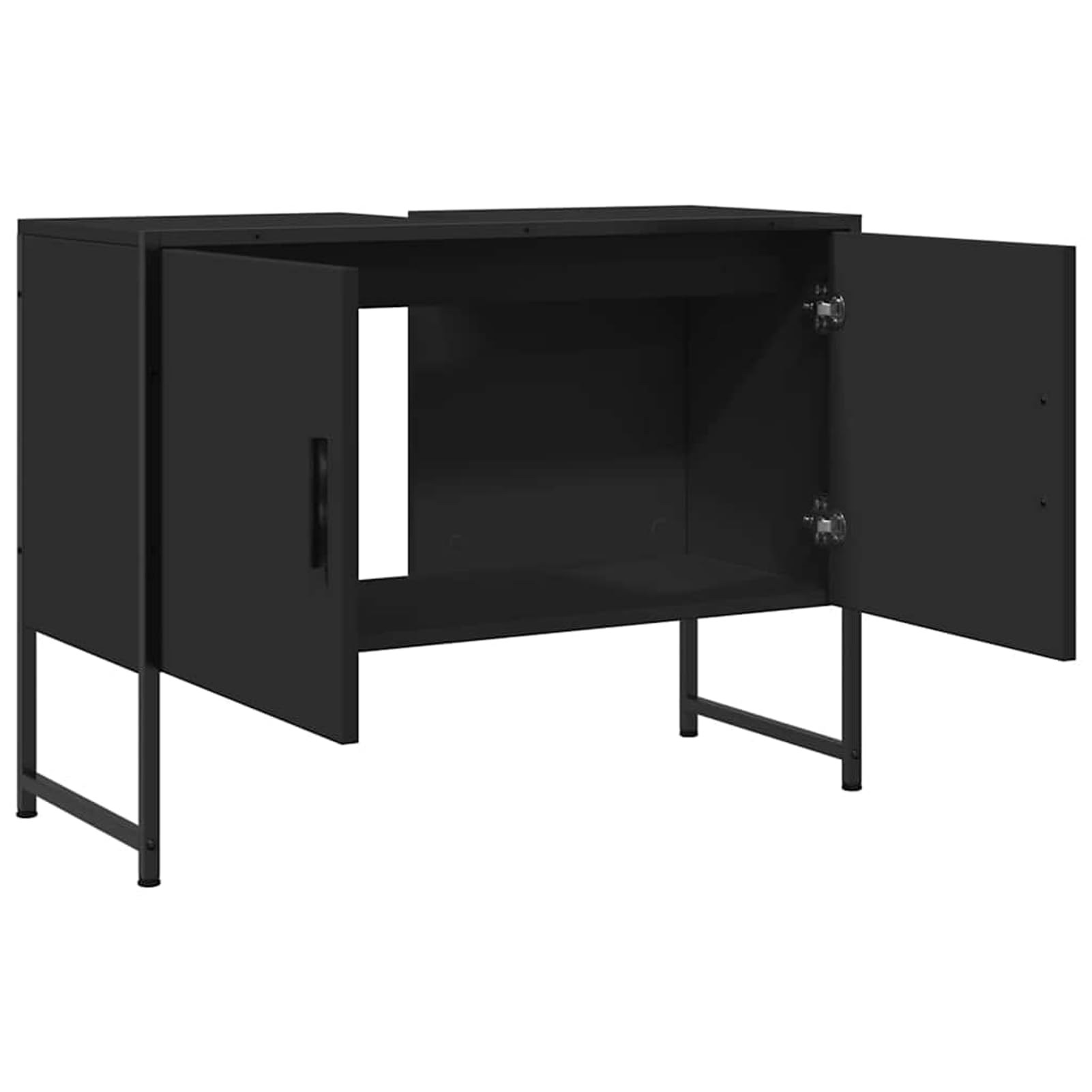 ATOMSTACK MAKER Szafka pod umywalkę, 80 cm, czarna – materiał drewnopochodny i stal malowana proszkowo, stabilna szafka łazienkowa z dużą przestrzenią do przechowywania i otworem na syfon (80 x 33 x
