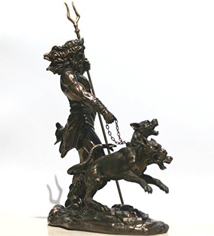 Hades Pluto God of Underworld & Cerberus Statue Bronze Finish Sculpture 7.87"