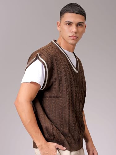 Image of The Indian Garage Co Men Oversized Sleeveless Textured Sweater