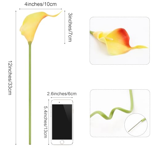 Image of SITUMEIZI 24 Pcs Orange Fake Flowers Artificial Calla Lily
