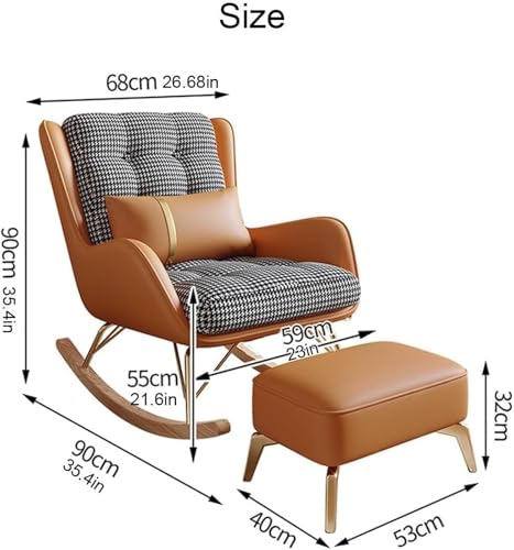 Living Room Reclining Rocking Chair,Rocking Chair with Foot Stool,Balcony Relaxing Chair,Modern Soft Sleeper Armchair,Bedroom Lounge Living Room Reading Chair(Dark Green)