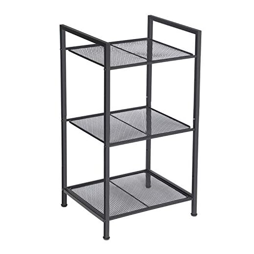 SONGMICS 3-Tier Storage Rack, Bathroom Shelf, Extendable Plant Stand with Adjustable Shelf, for Bathroom, Living Room, Balcony, Kitchen, Black UBSC33BK