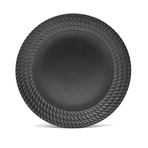 ECHTWERK 30-teiliges Vintage Kombiservice 'BlackStyle' Modern-Design, für 6 Personen, Geschirrset aus Steingut mit 6 x Speiseteller, 6 x Beilagenteller, 6 x Schüssel, 6 x Teetassen, 6 x Suppenteller