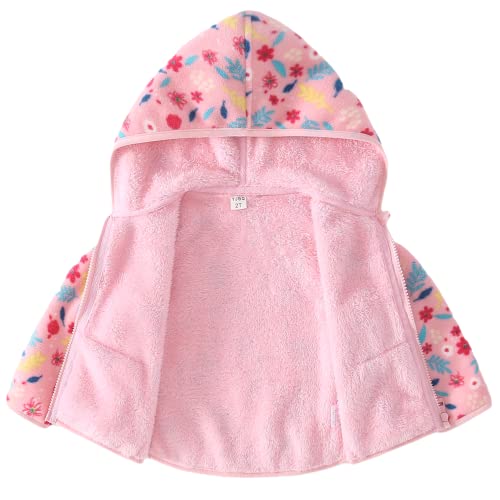 Baby Girls Fleece Jacket Hooded Toddler Jackets Kids Autumn Winter Coat Long Sleeve Warm Outerwear 2-6 Years (6 Years, Pink) #TOP2