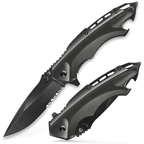 Jellas Pocket Knife - 8Cr13MoV Folding Knife, For Women & Men Gift, Grey