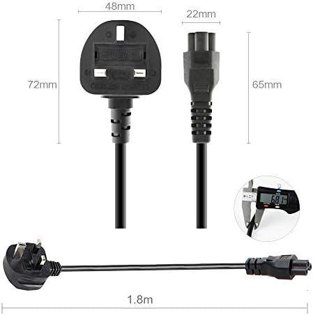 DTK High Performance IEC 320 C5 CloverLeaf UK AC Mains Power Cable Lead for Laptop Adapter Charger Electric Equipment 1.8m