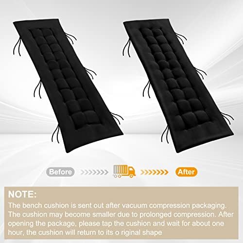PLULON Black Garden Bench Cushion 2/3 Seater Garden Chair Pad Porch Swing Chair Cushion Bench Seat Pad Mat Furniture Pad for Garden Patio Lawn Lounger Bench 120x48cm