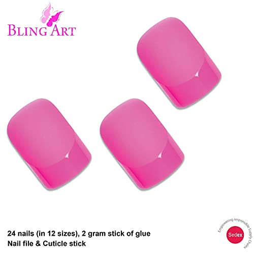 Unghie finte Bling Art Rosa Matte 24 Squoval Medio...