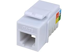 Cat3 Keystone Jack 6P4C RJ11 6P4C, White, 10-Pack
