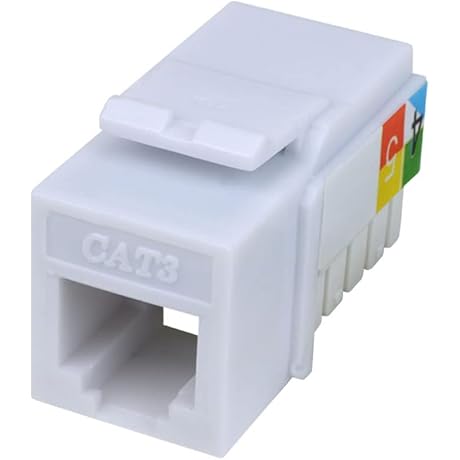 Cat3 Keystone Jack 6P4C RJ11 6P4C, White, 10-Pack