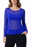 Miss Rouge: Camiseta de tul transparente azul Small