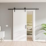 inova Holz-Schiebetür offene Schiene 900 x 2065 mm Weiß Alu Komplett-Set mit Lauf-Schiene und Griff in schwarz