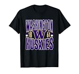 Elite Authentics Washington Huskies Vintage 90's Retro Officially Licensed Unisex Adults/Unisex Kids Black Short Sleeve Crew Neck T-Shirt