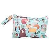 BIGBOBA Karikatur Baby Windelbeutel Aufbewahrungstasche Wasserdicht Atmungsaktiv Reißverschluss Tasche Familie Im Freien Babyprodukte Windeln Hängende Tasche 15 * 22.5cm, Wasserdicht TPU+Tuch